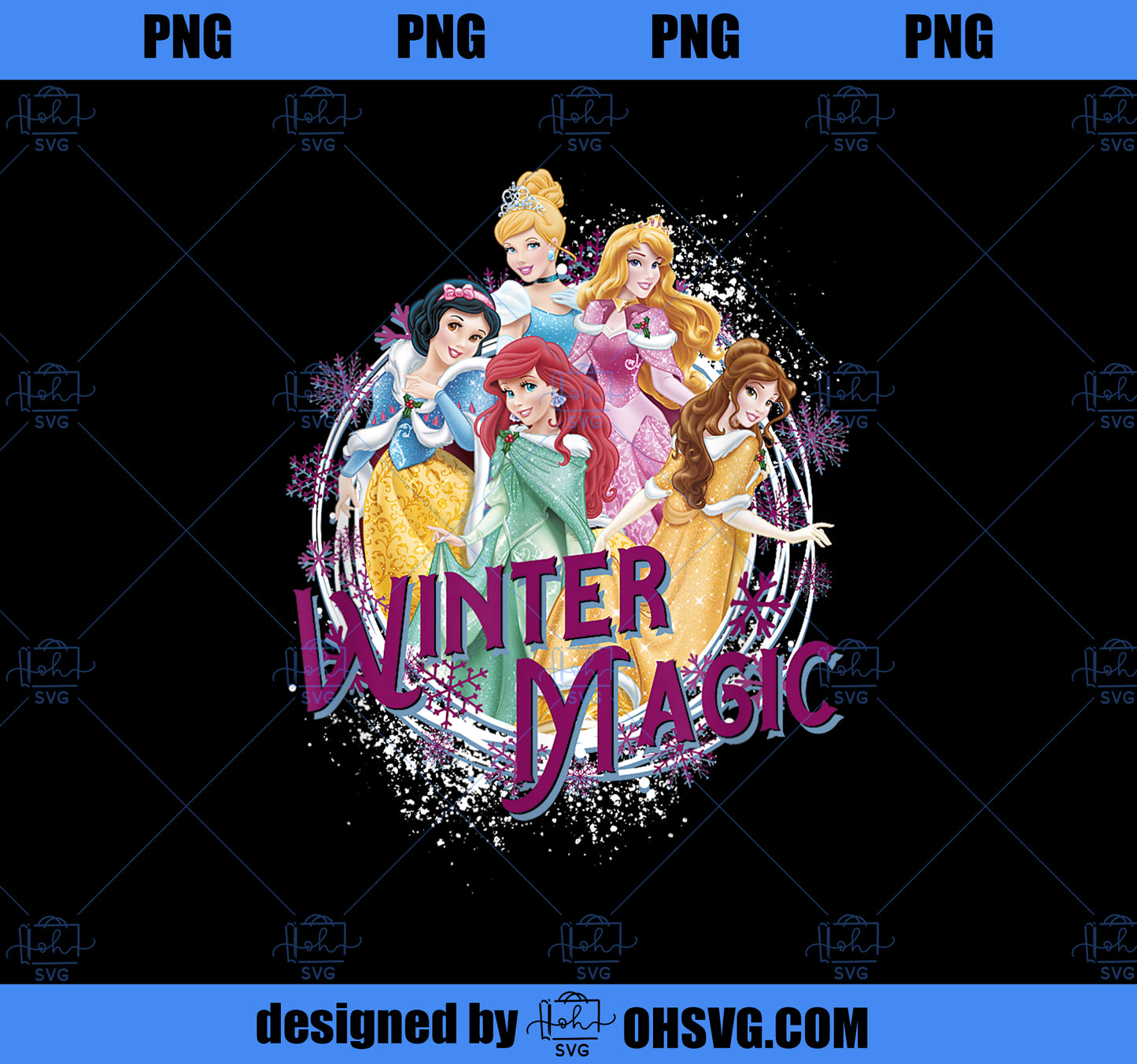 Disney Princesses Christmas Winter Magic PNG, Disney PNG, Princess PNG