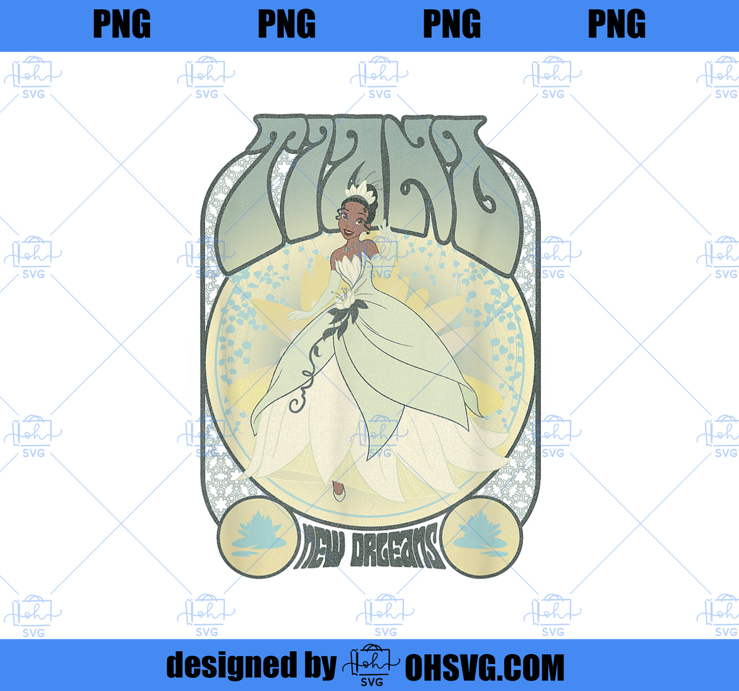 Disney The Princess & The Frog Tiana Seventies Retro Poster PNG, Disney PNG, Princess PNG