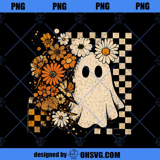 Floral Fall Ghost Boho Halloween Autumn PNG