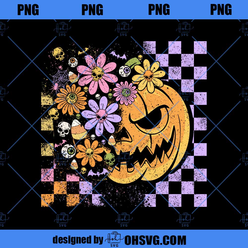 Floral Fall Pumpkin Halloween PNG