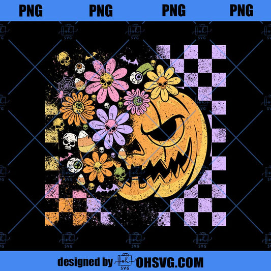Floral Fall Pumpkin Halloween PNG