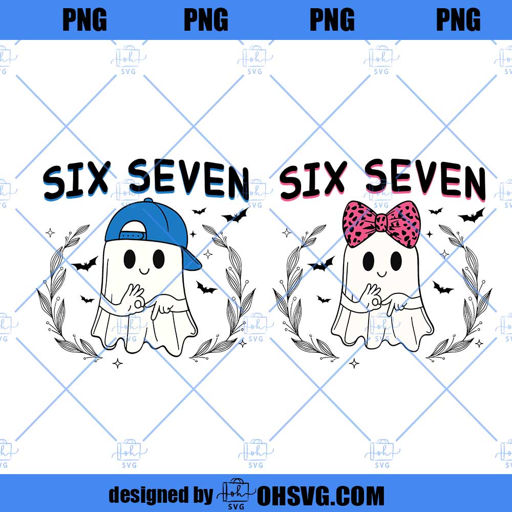 Funny Six Seven Meme PNG, Viral Gen Z Saying Clipart, Number Meme Design for Boy Girl PNG, Spooky Season Halloween Artwork PNG