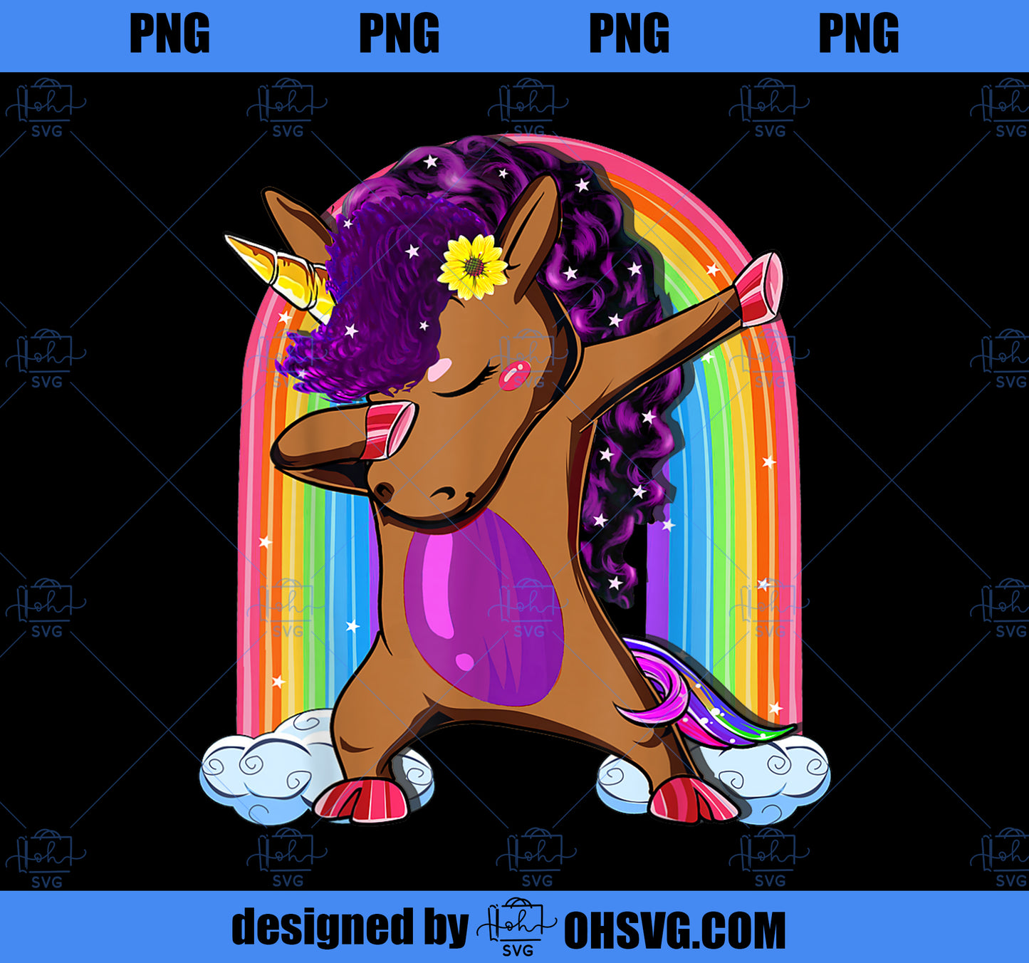 Funny Dabbing Afro Unicorn Cute Rainbow Adorable Gift PNG, Magic Unicorn PNG, Unicorn PNG