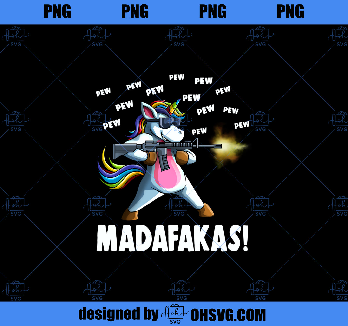 Funny Unicorn PewPewPew Madafakas Crazy Unicorn Pew Gift 2 PNG, Magic Unicorn PNG, Unicorn PNG