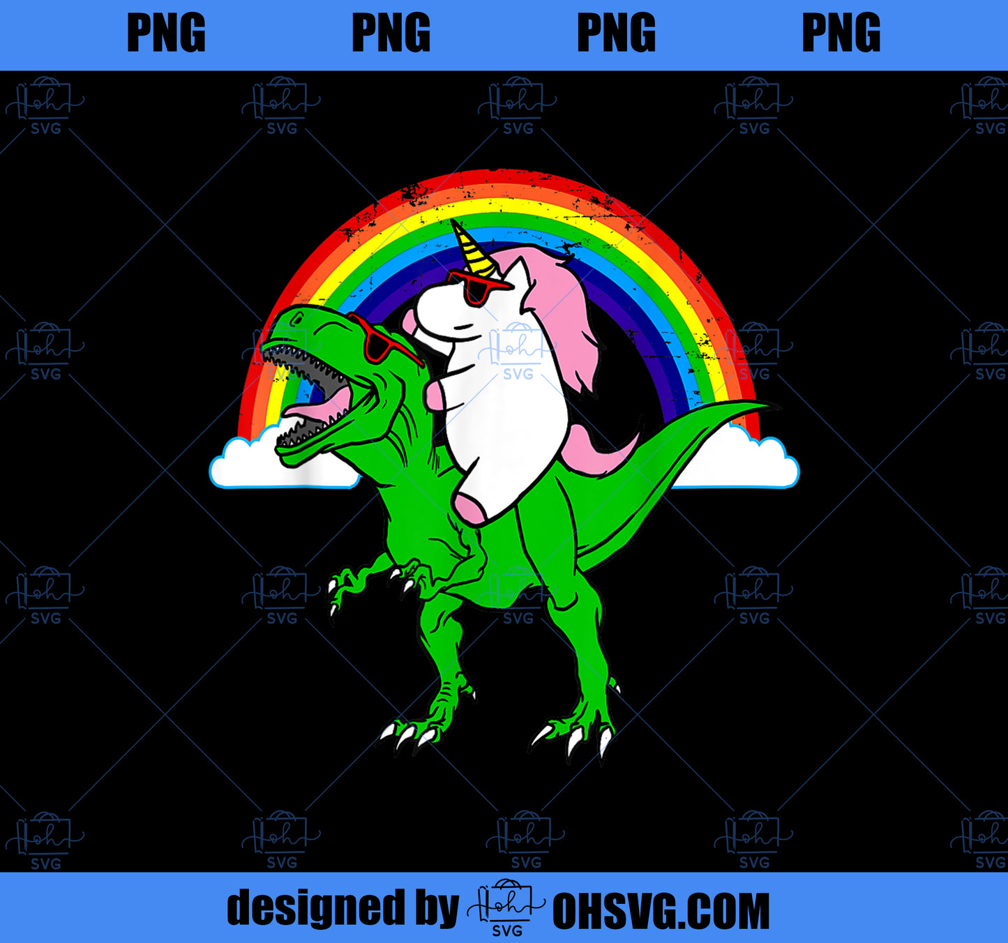 Funny Unicorn Riding Dinosaur Shirt TRex Rainbow Gift PNG, Magic Unicorn PNG, Unicorn PNG