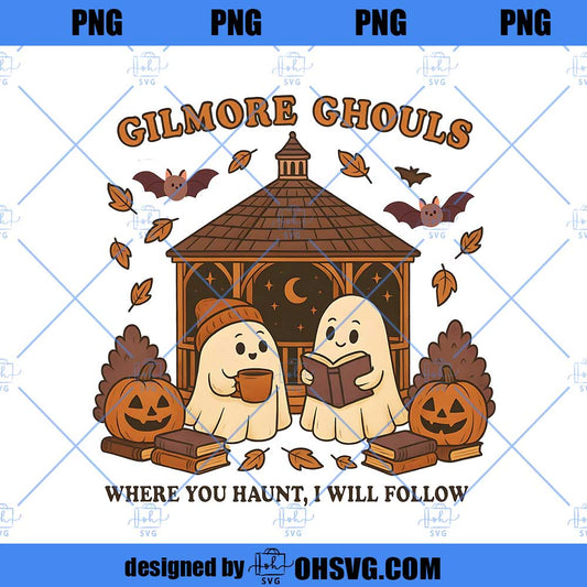 Gilmore Ghouls PNG, Where You Haunt I Will Follow PNG, Cute Ghost Couple  Halloween PNG