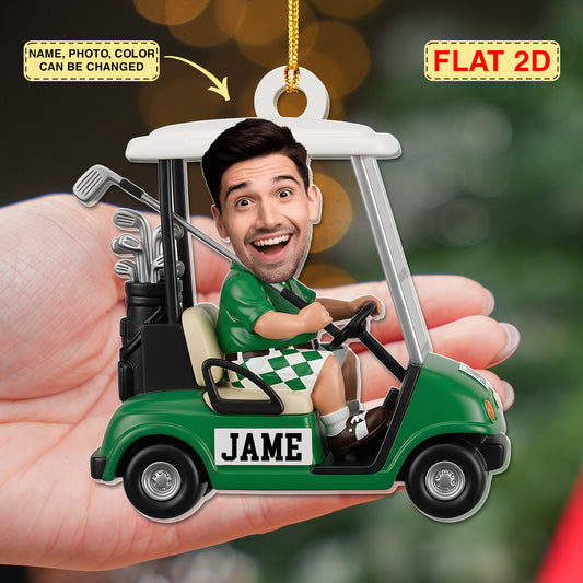 2D Flat Personalized Golf Acrylic Ornament, Golf Christmas Ornament, Golf Lover Gift, Golf Gift For Coach, Christmas Gift For Dad/ Grandpa