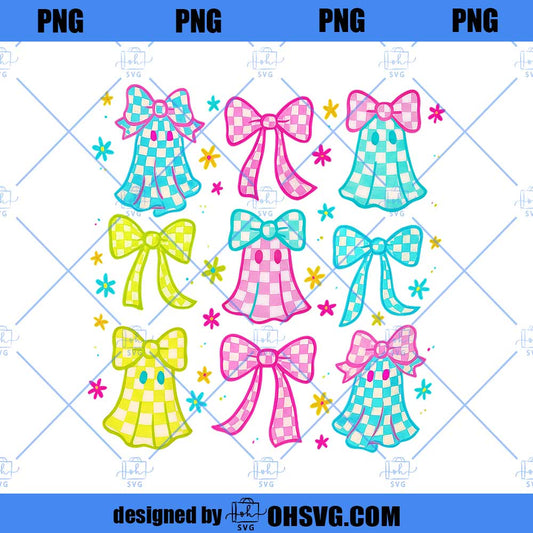 Halloween Ghost Neon Png, Preppy Halloween Png, Cute Boo Ghost Coquette Png