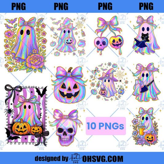 Halloween Iridescent Ghost Bundle Png