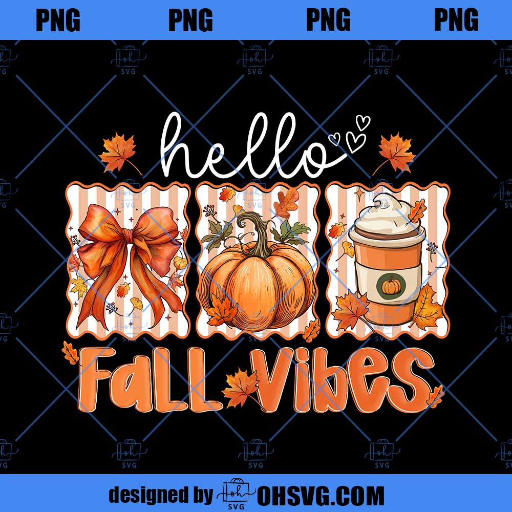 Hello Fall Vibes PNG, Pumpkin Coffee PNG