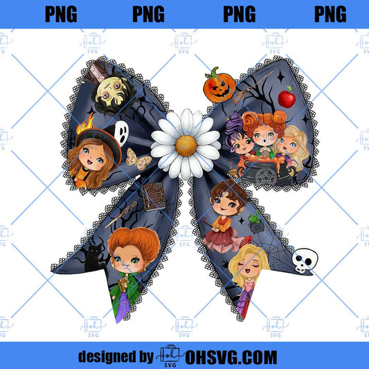 Hocus Pocus Halloween Bow Png Bundle, Witches Movie Png, Preppy Coquette Horror Halloween Png
