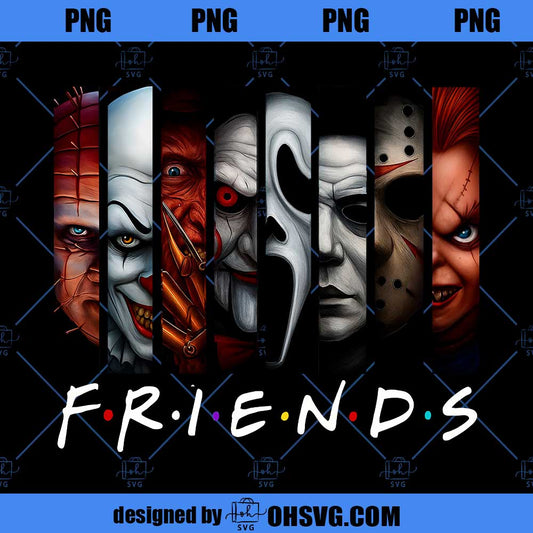 Horror Movie Characters PNG, Friends Halloween PNG, Halloween Horror T Shirt, Friend Matching PNG, Scary Halloween Tee
