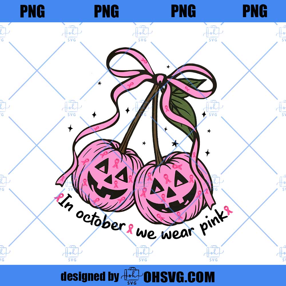 In October We Wear Pink Png, Coquette Breast Cancer Png