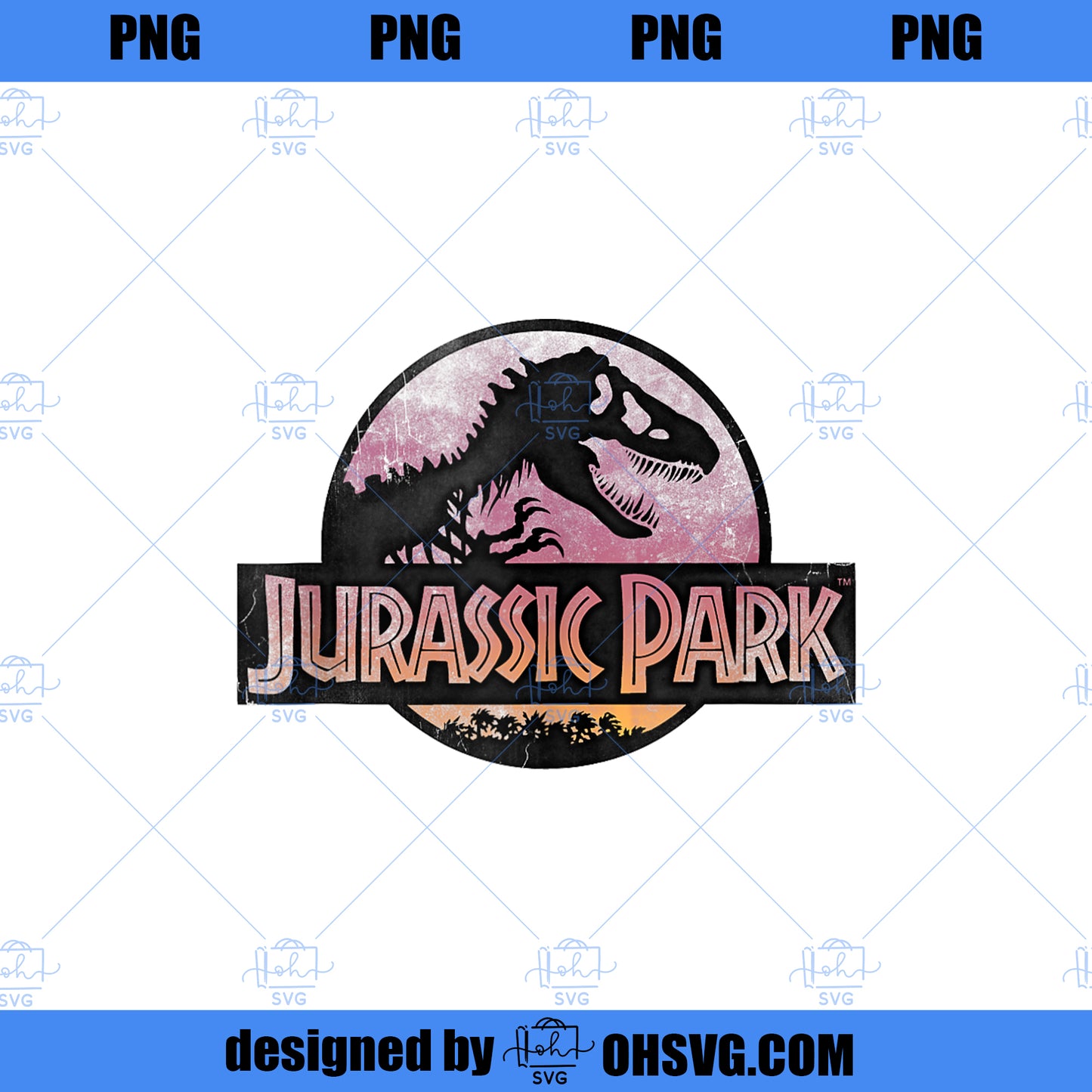 Jurassic Park Neon Distressed Light Pink TRex Movie Logo PNG, Movies PNG, Jurassic Park PNG