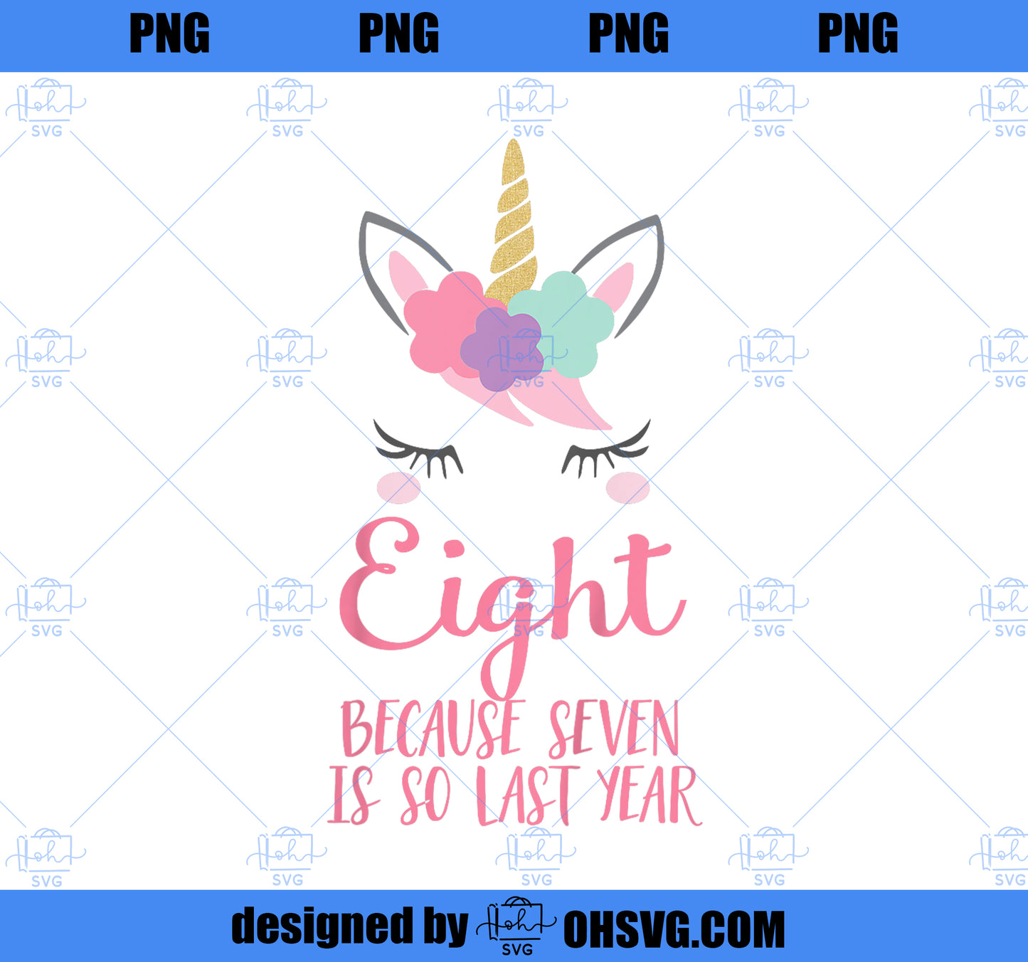 Kids Unicorn 8th Birthday Shirt, Birthday Girl Shirt 8 PNG, Magic Unicorn PNG, Unicorn PNG