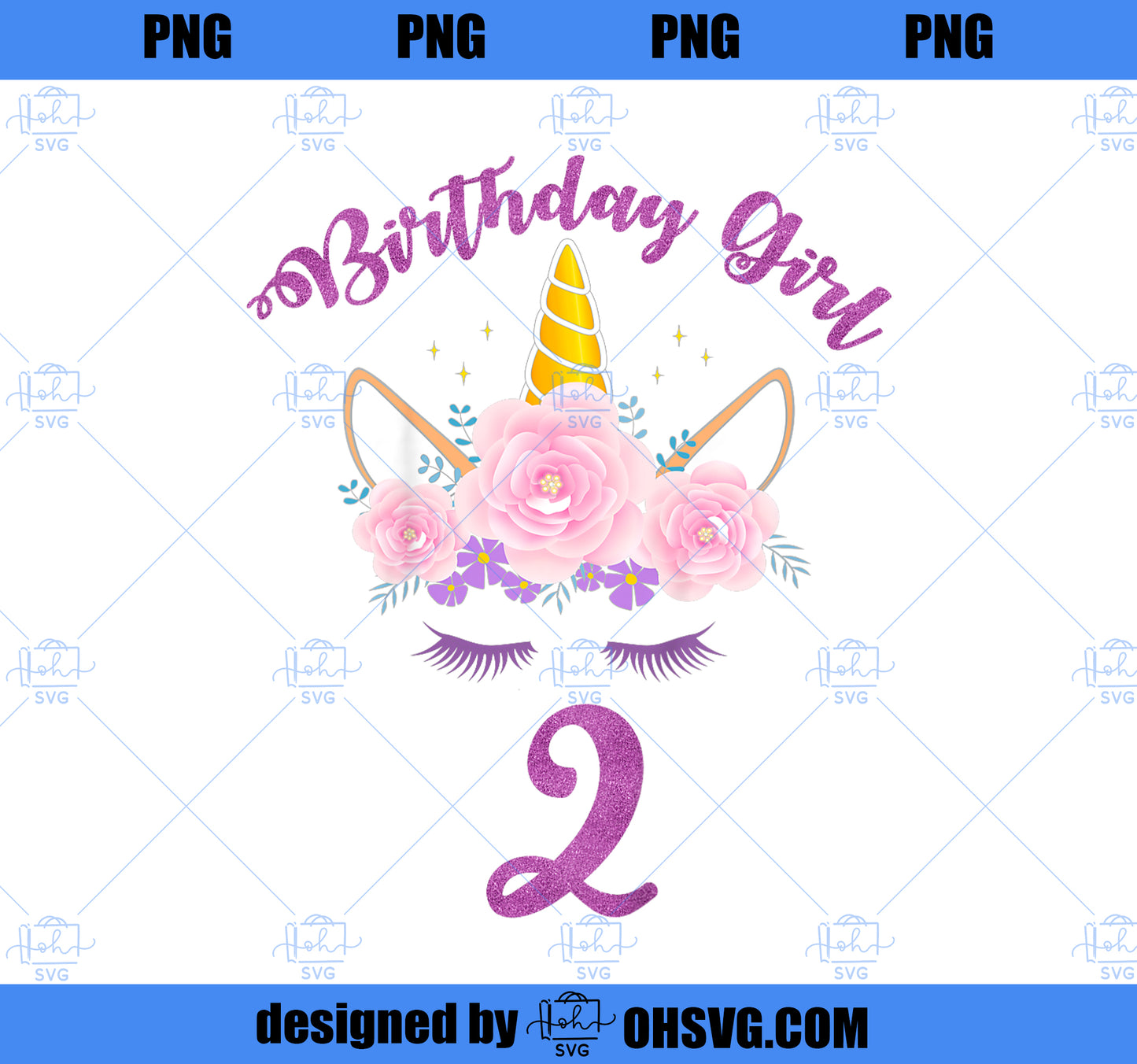 Kids Unicorn Shirt 2nd Birthday Girl 2 Unicorn Party Gift Bday PNG, Magic Unicorn PNG, Unicorn PNG
