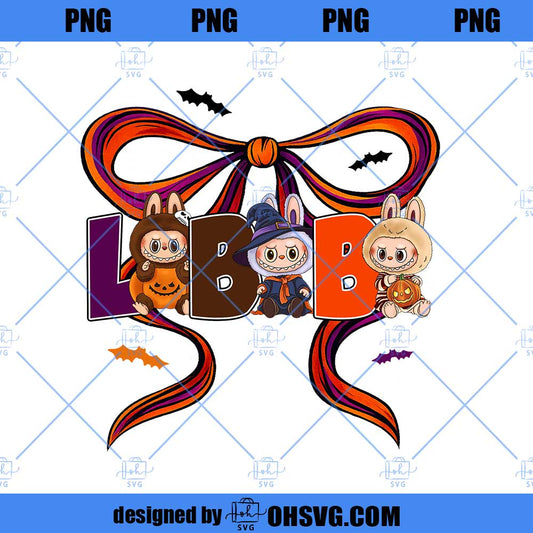 Labubu Bow Halloween PNG, Spooky Coquette PNG