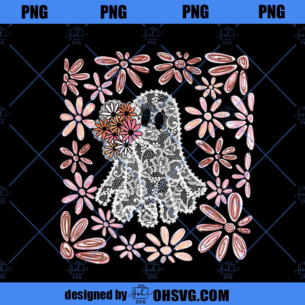 Lace Ghost Halloween Png, Preppy Ghost PNG