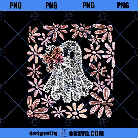 Lace Ghost Halloween Png, Preppy Ghost PNG