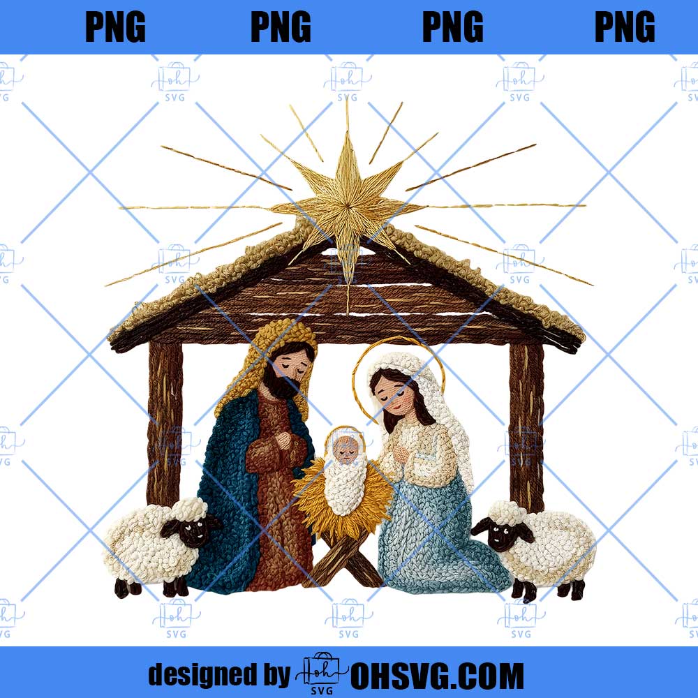 Latch Hook Yarn Crochet Jesus Christmas PNG, Preppy Christian Christmas Png, Religious Christian PNG, Yarn Jesus For Holiday Xmas Design