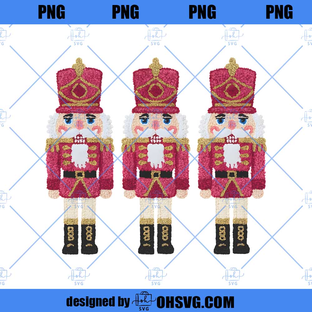 Latch Hook Yarn Crochet Pink Nutcrackers PNG, Christmas Winter Holiday