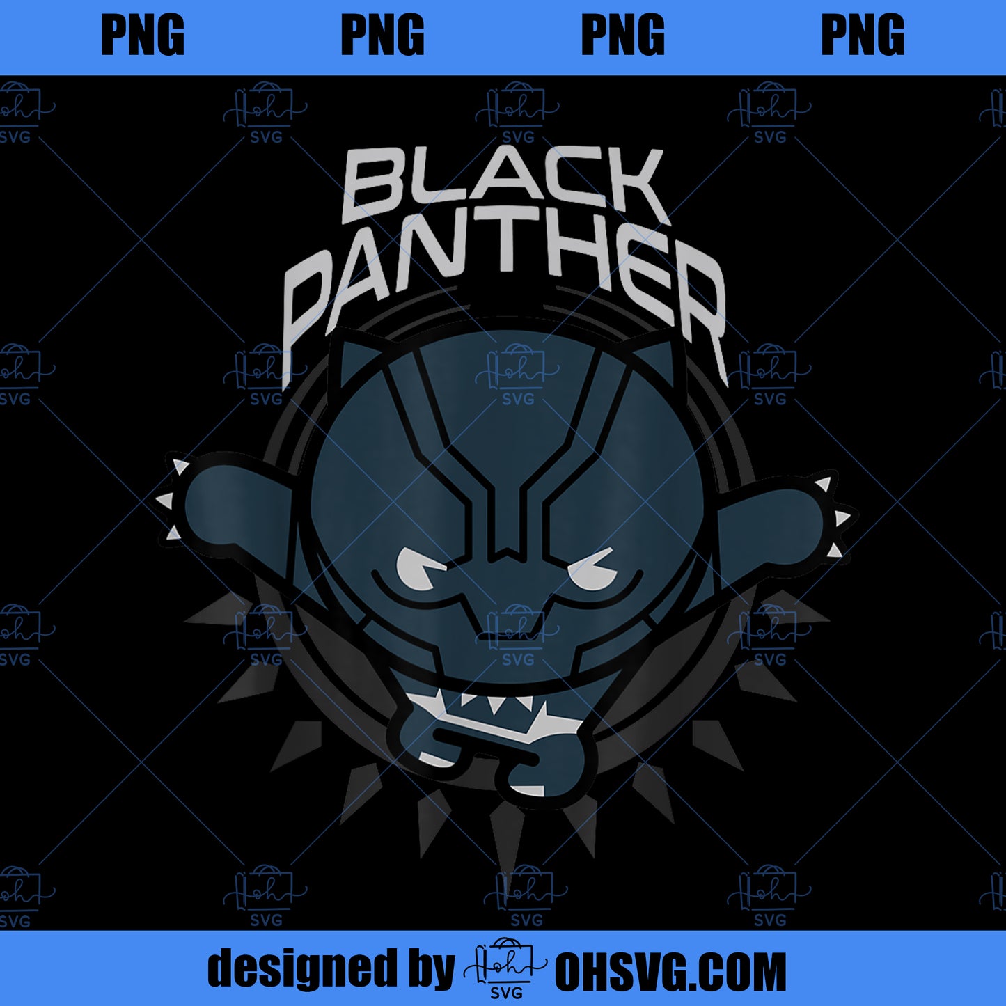 Marvel Black Panther Kawaii Cute Pounce Logo Graphic PNG, Marvel PNG, Black Panther PNG