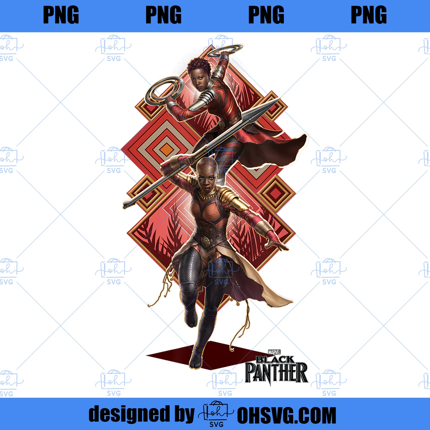 Marvel Black Panther Movie Okoye Nakia Diamond Pose PNG, Movies PNG, Black Panther PNG
