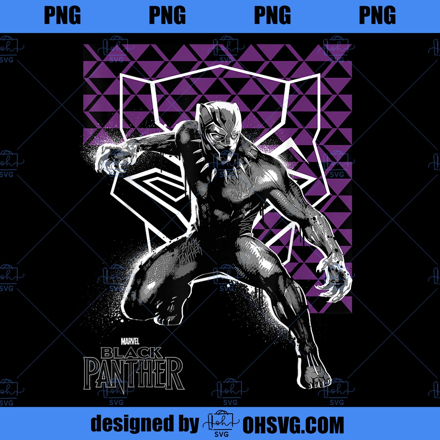 Marvel Black Panther Movie Patterned Spray Paint PNG, Movies PNG, Black Panther PNG