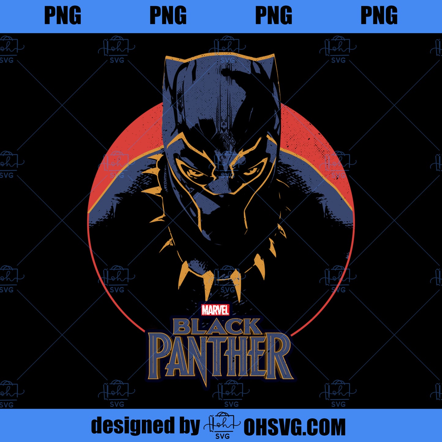 Marvel Black Panther Movie Retro Circle Portrait PNG, Marvel PNG, Black Panther PNG