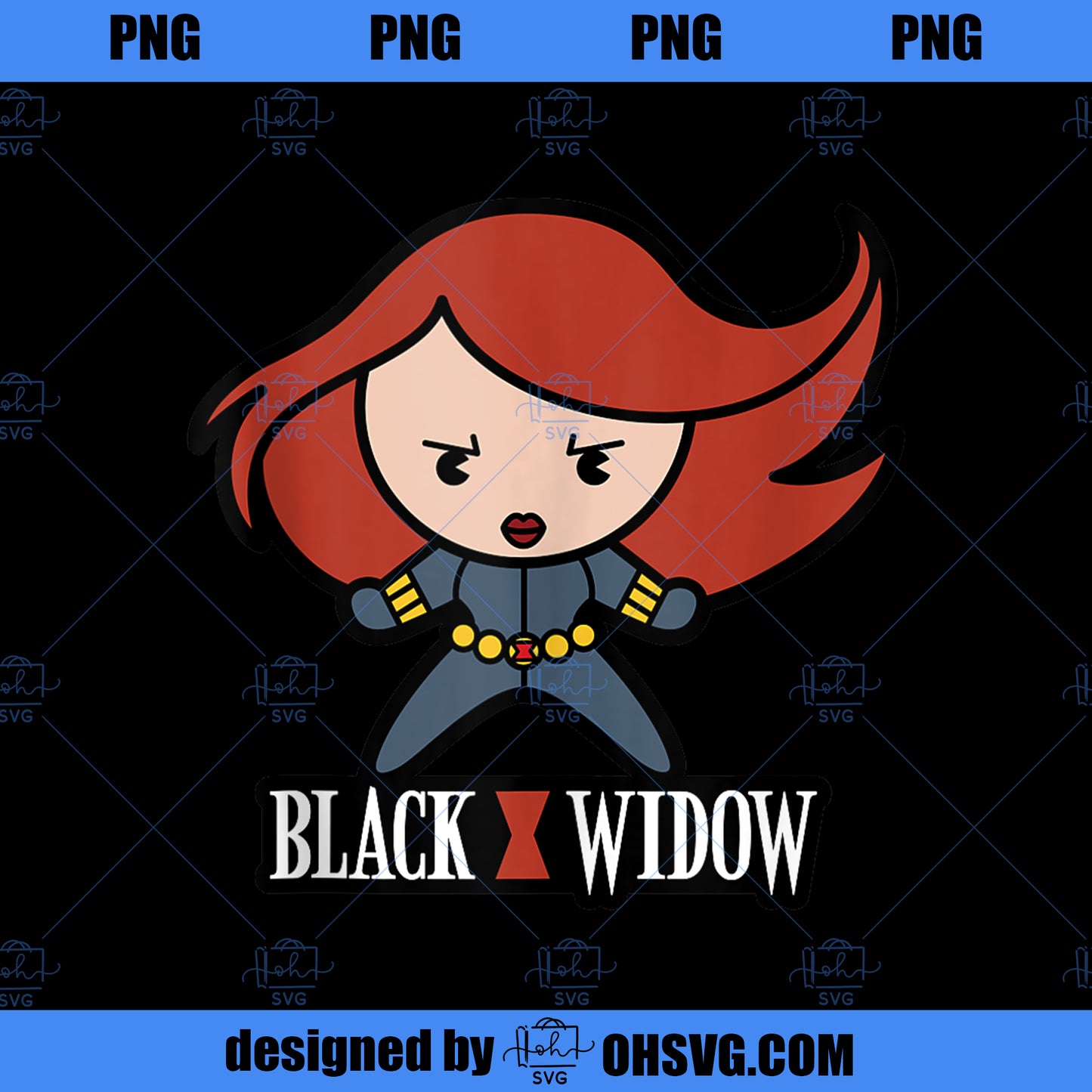 Marvel Black Widow Kawaii Logo Portrait PNG, Marvel PNG, Black Widow PNG