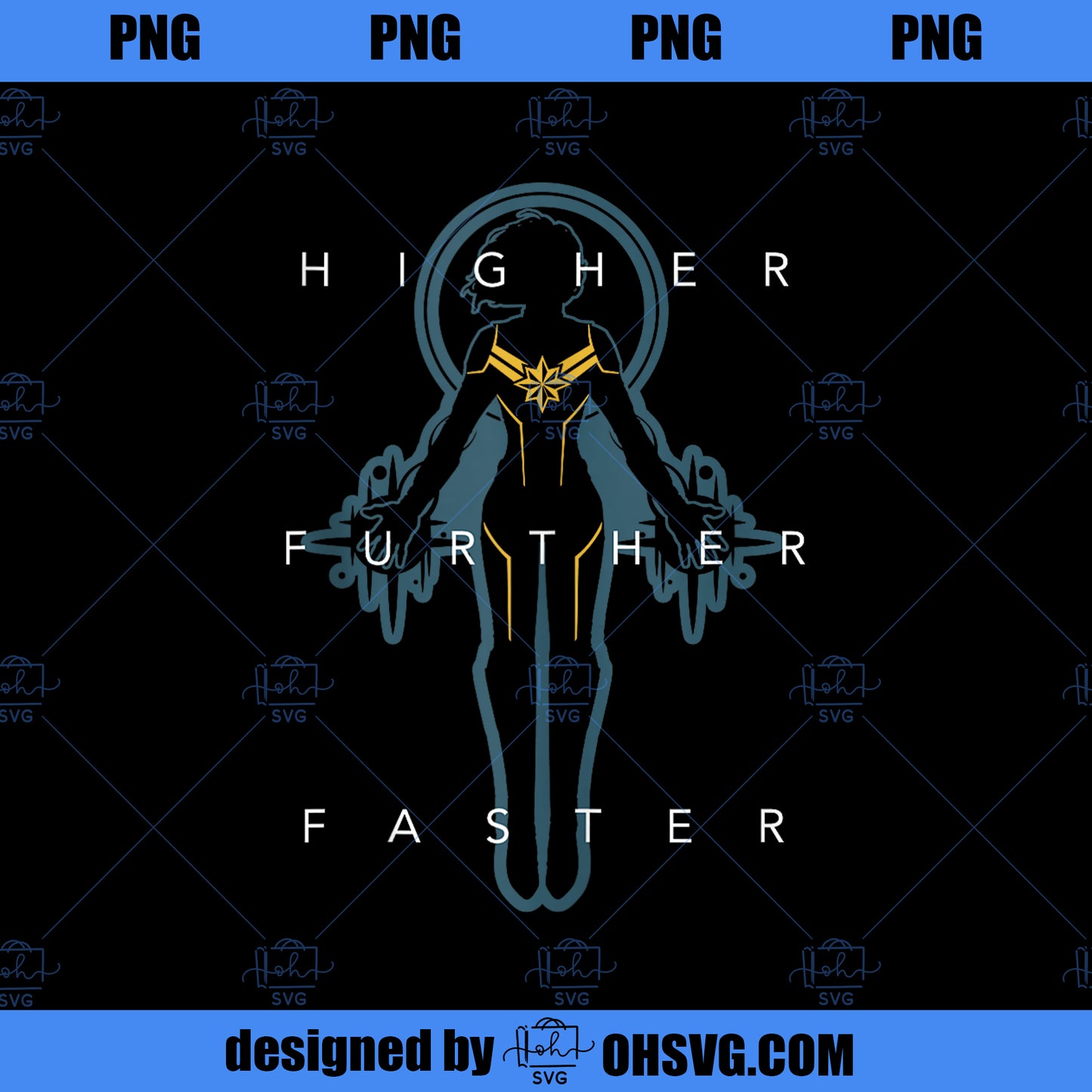 Marvel Captain Marvel Higher Further Silhouette PNG, Marvel PNG, Captain Marvel PNG