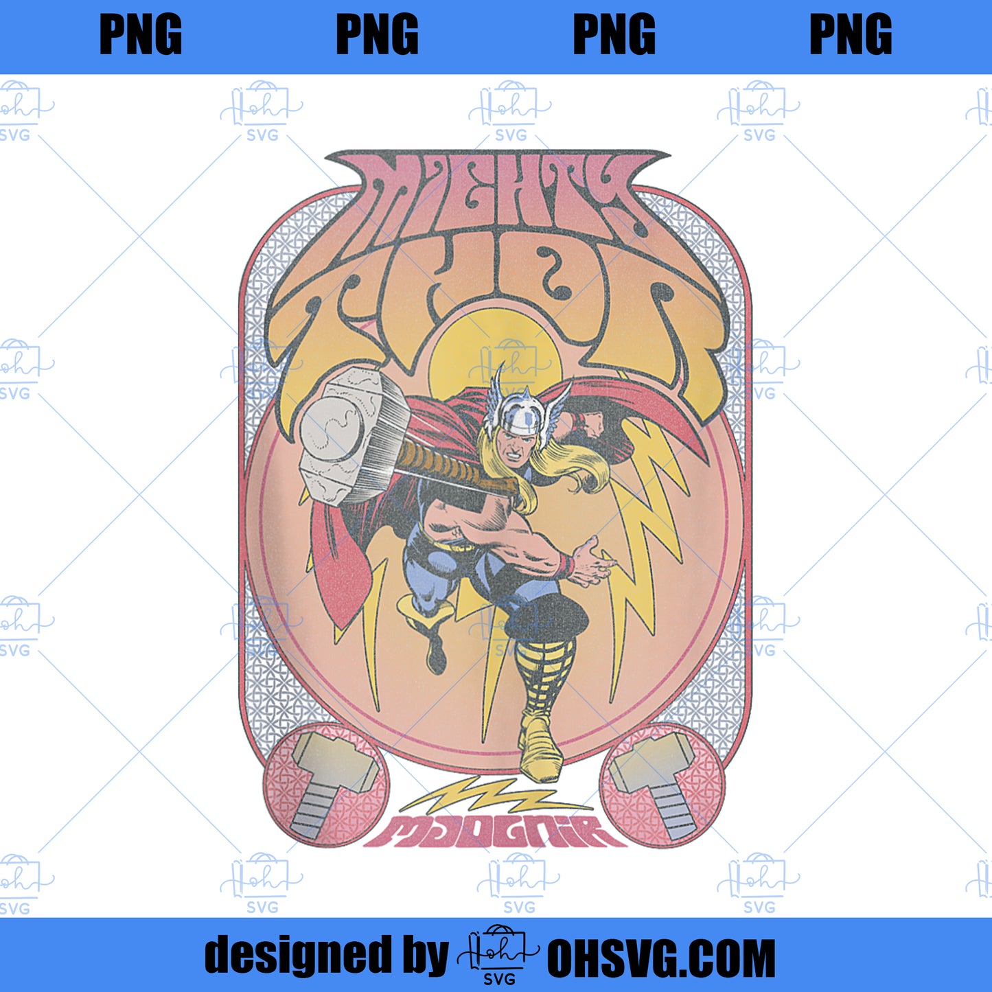 Marvel Comics Retro Classic Thor Seventies Vintage Poster PNG, Marvel PNG, Thor Marvel PNG