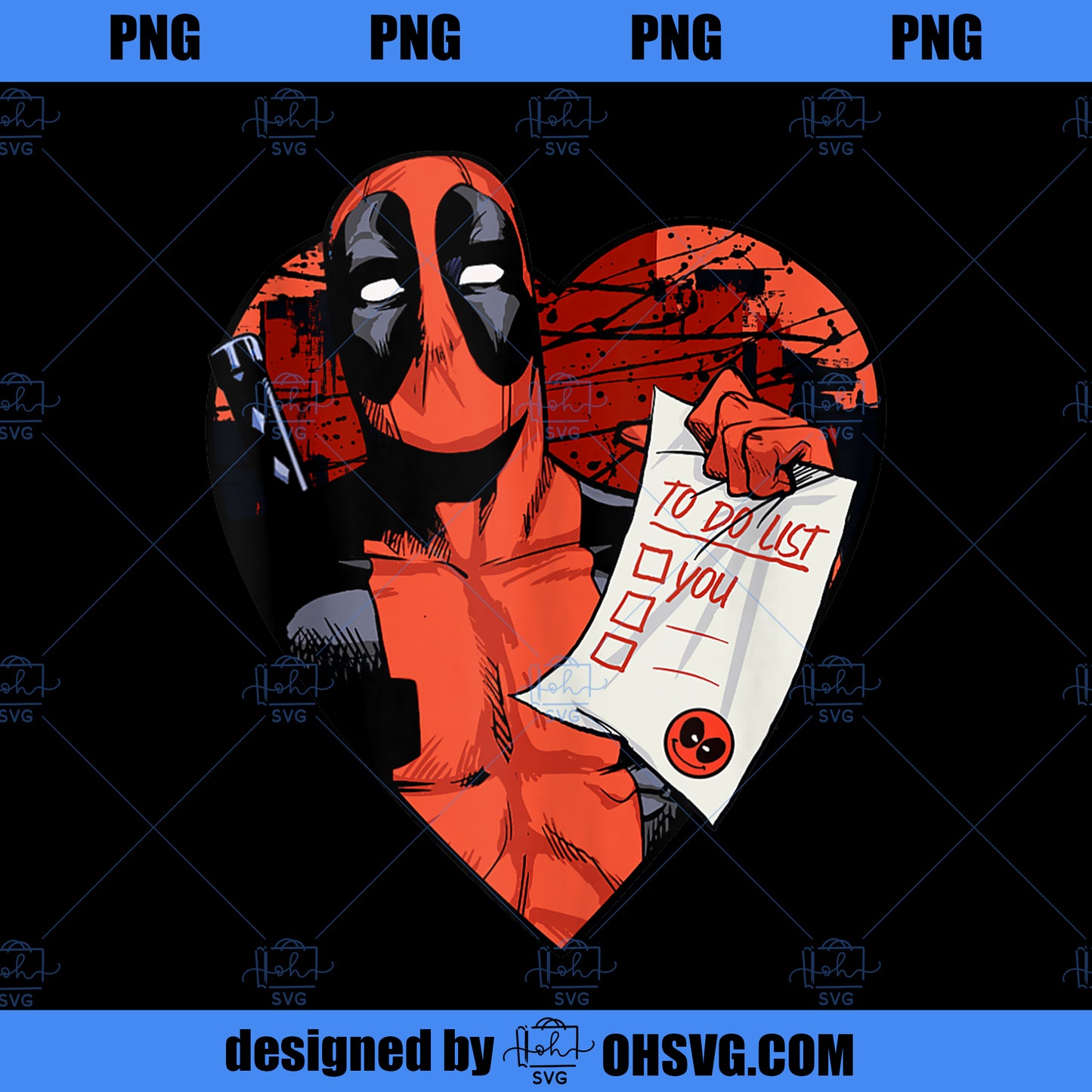 Marvel Deadpool To Do List Heart Frame Portrait PNG, Marvel PNG, Marvel Deadpool PNG