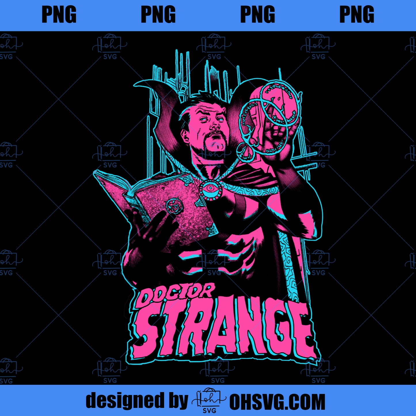 Marvel Doctor Strange Retro Colorful Spell Portrait PNG, Marvel PNG, Marvel Doctor Strange PNG