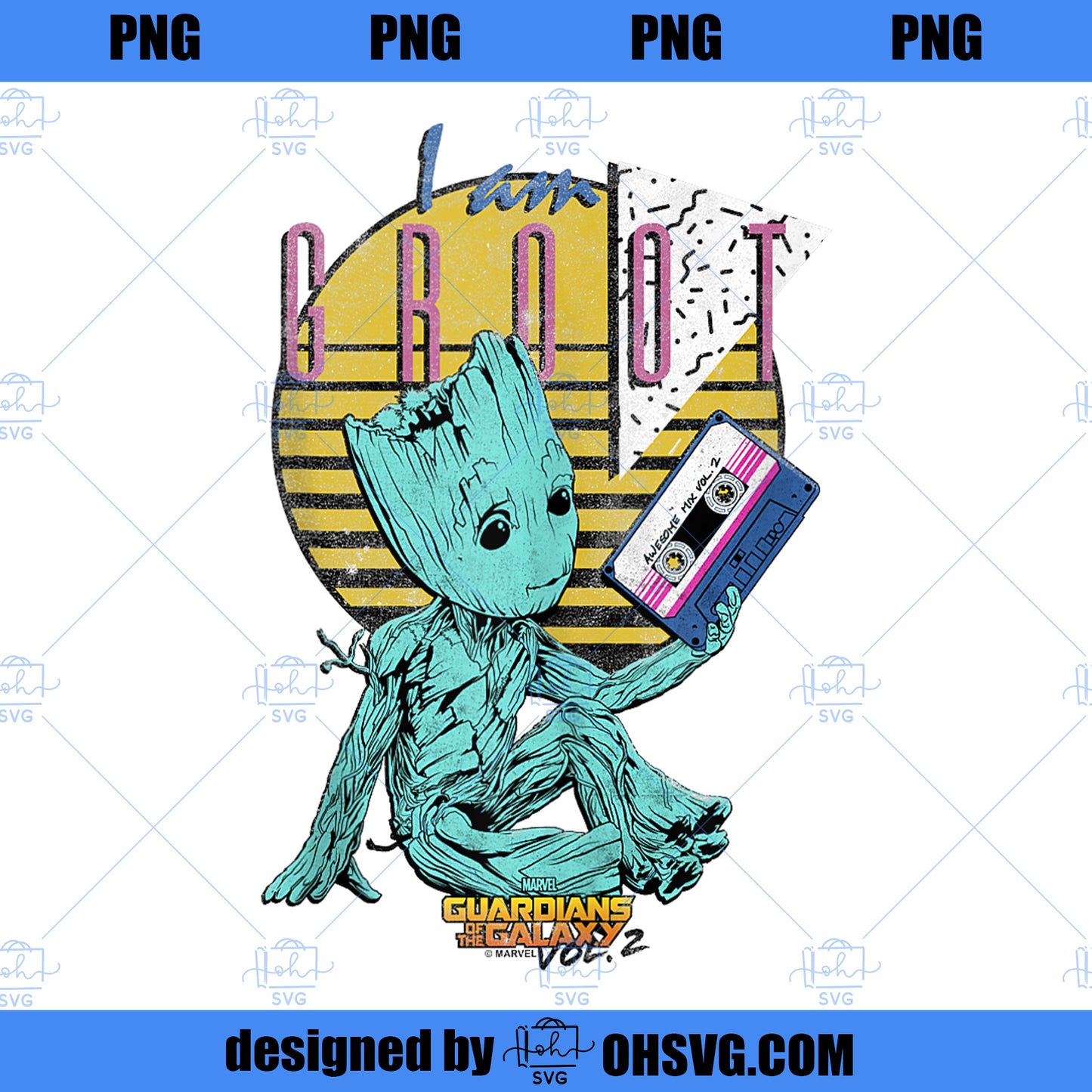 Marvel GOTG Vol 2 Groot I Am Groot Cassette 90 s Portrait PNG, Marvel PNG, Marvel Groot PNG