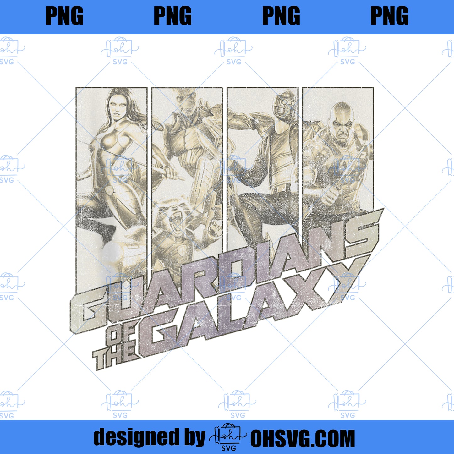 Marvel Guardians Of The Galaxy Group Shot Distressed Panels PNG, Marvel PNG, Marvel Guardians PNG