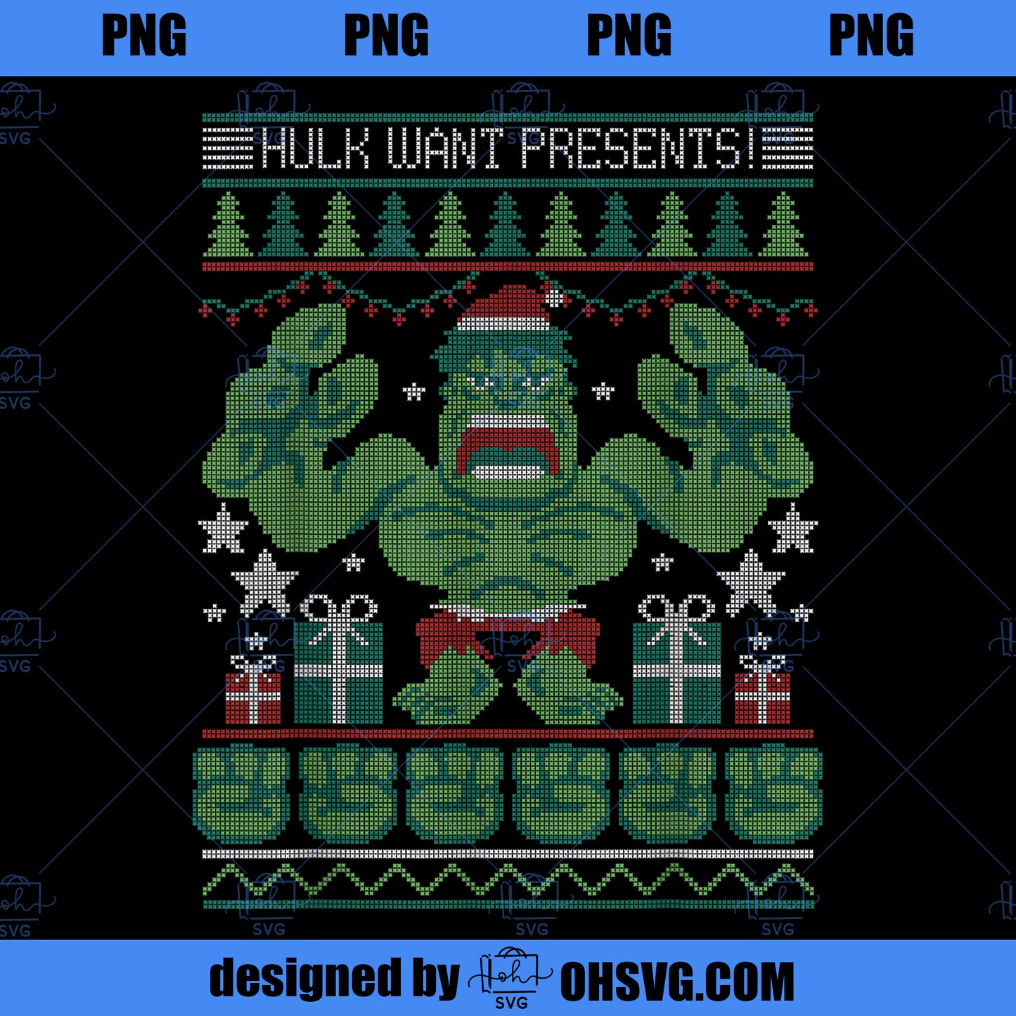 Marvel Hulk Wants Presents Holiday Sweater PNG, Marvel PNG, Marvel Hulk PNG
