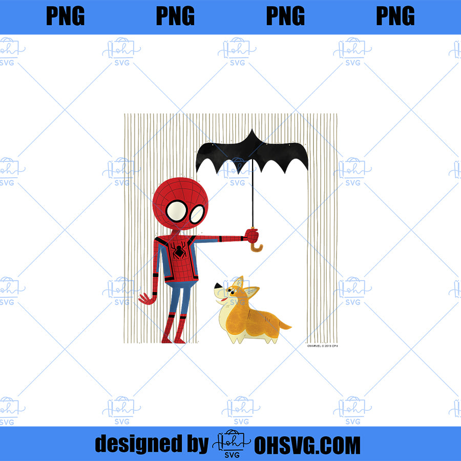 Marvel SpiderMan Far From Home Corgi In The Rain PNG, Marvel PNG, Marvel SpiderMan PNG