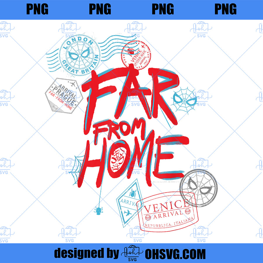 Marvel SpiderMan Far From Home Passport Stamps PNG, Marvel PNG, Marvel SpiderMan PNG
