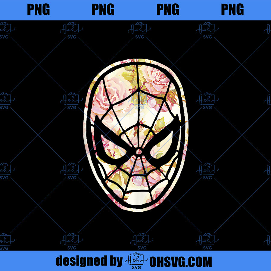 Marvel SpiderMan Mask Light Floral Fill PNG, Marvel PNG, Marvel SpiderMan PNG