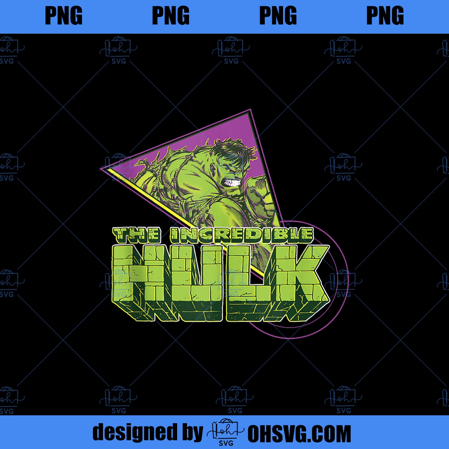 Marvel The Incredible Hulk Retro Abstract Portrait Logo PNG, Marvel PNG, Hulk PNG