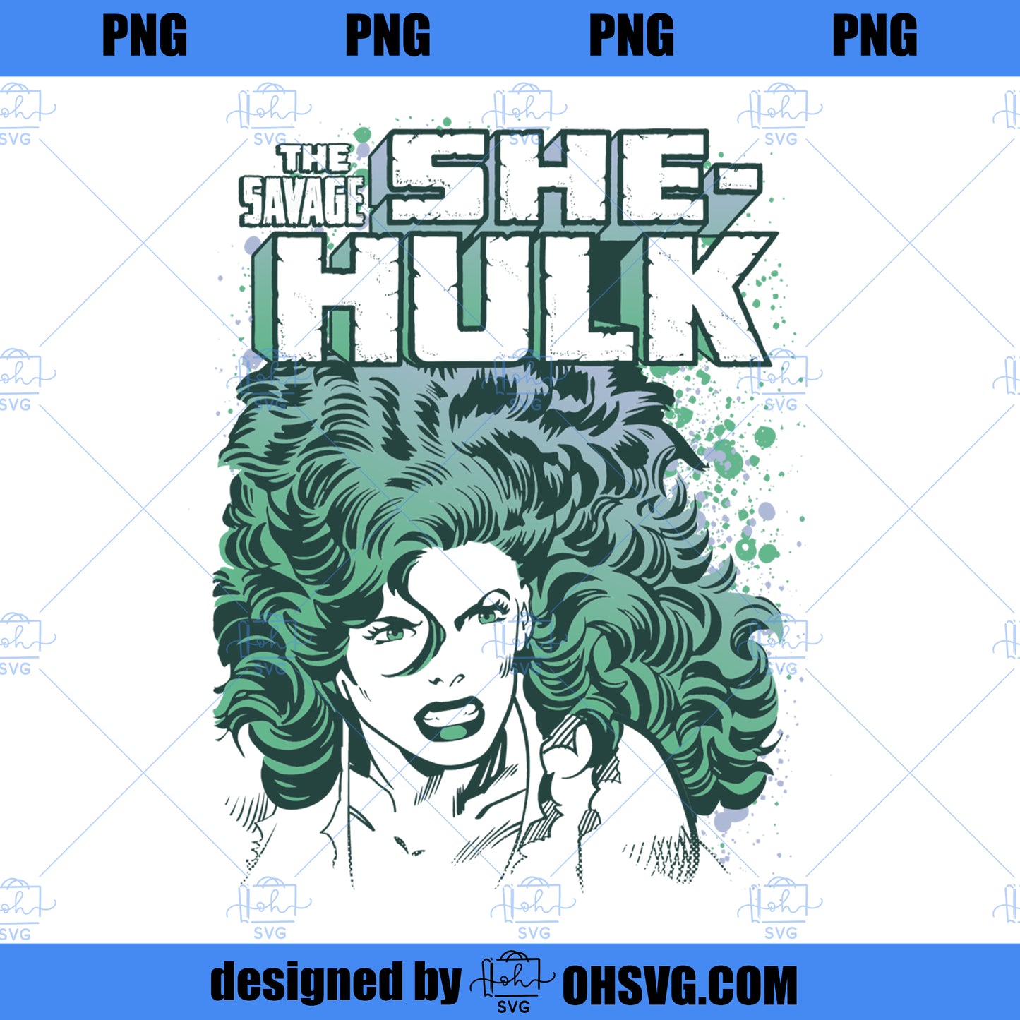 Marvel The Savage SheHulk Colorful Retro Portrait PNG, Marvel PNG, The Savage PNG