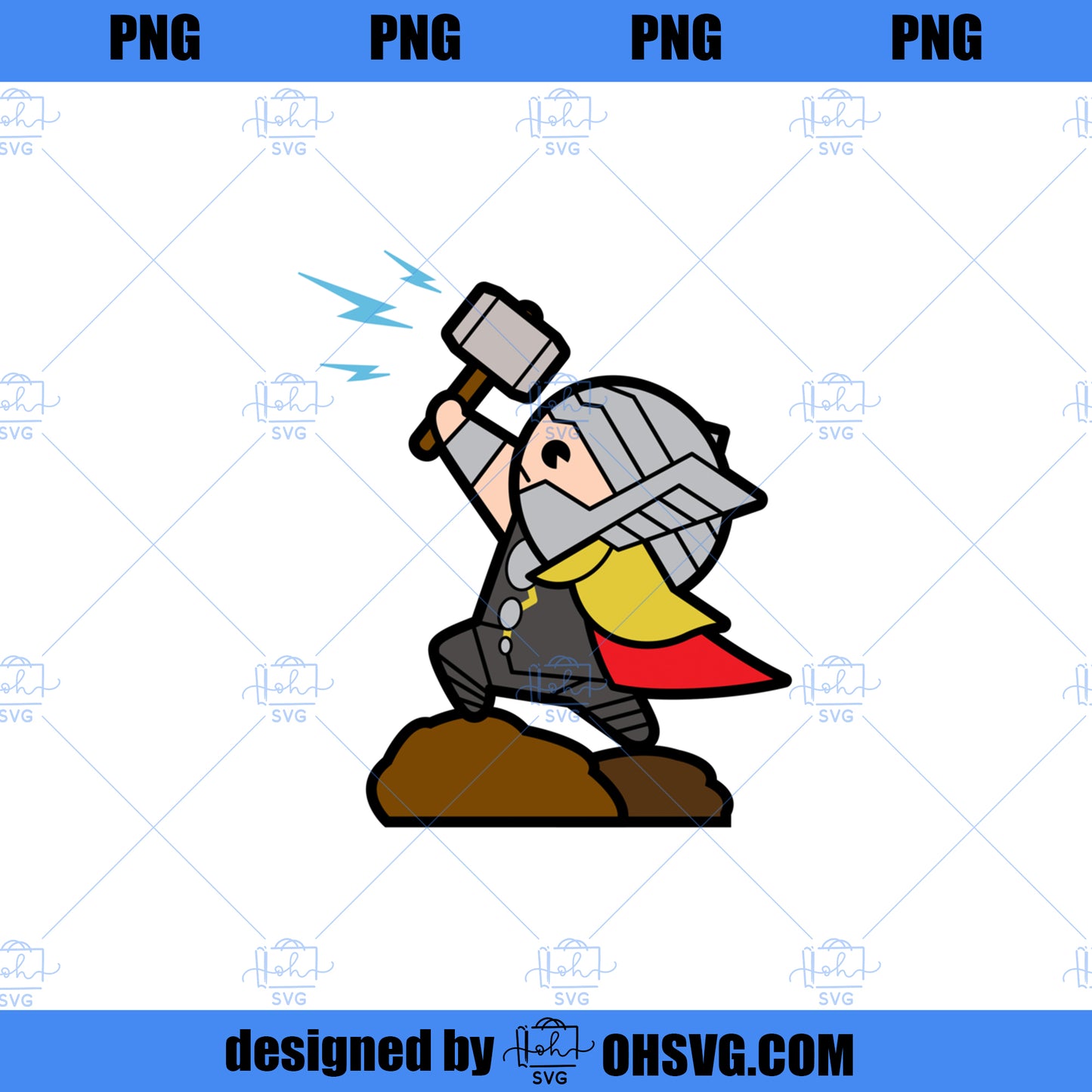 Marvel Thor Mjolnir Hammer Cute Kawaii Graphic PNG, Marvel PNG, Marvel Thor PNG