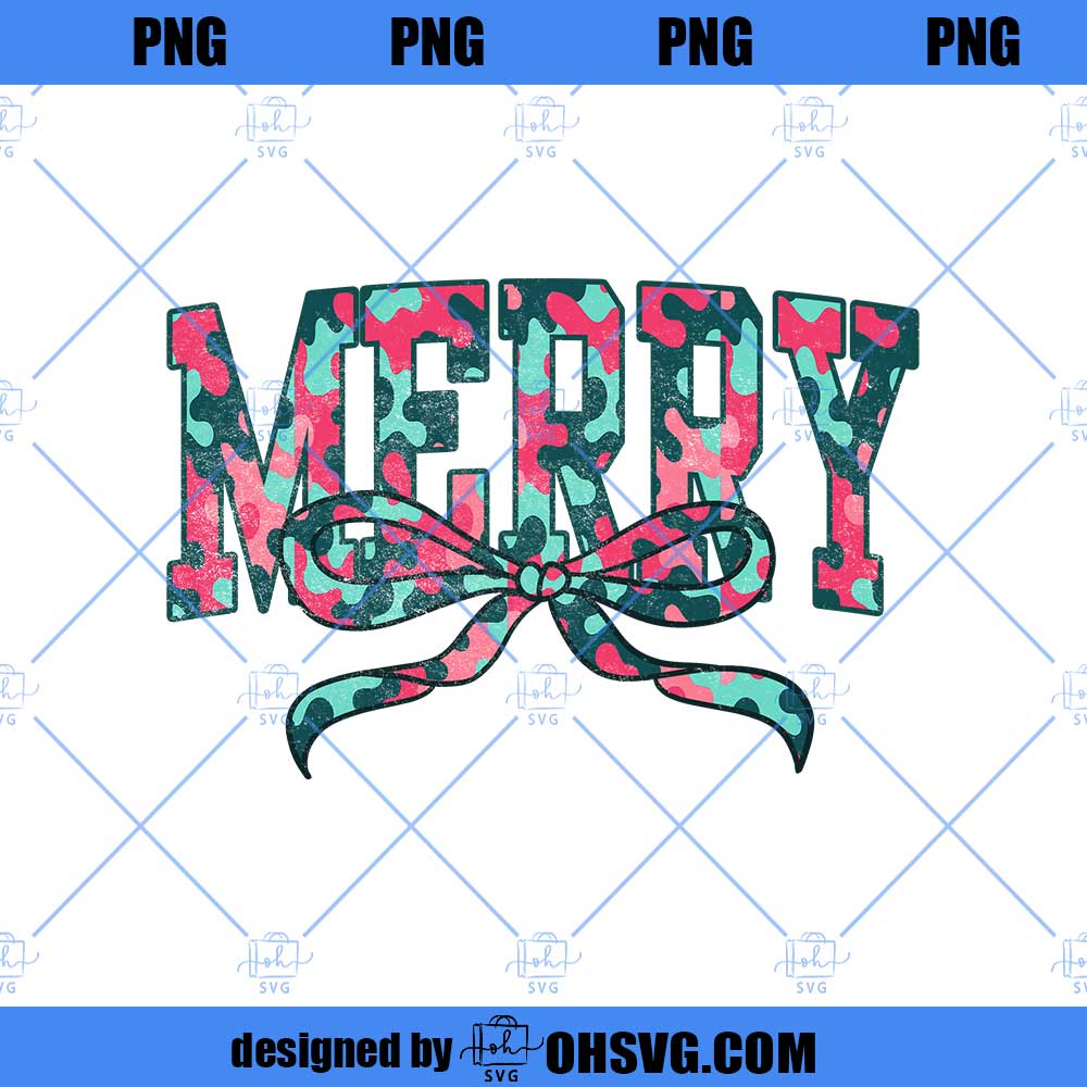 Merry Camo Coquette Png, Merry Christmas Camouflage, Pink Christmas Season, Vintage Camo Merry Christmas