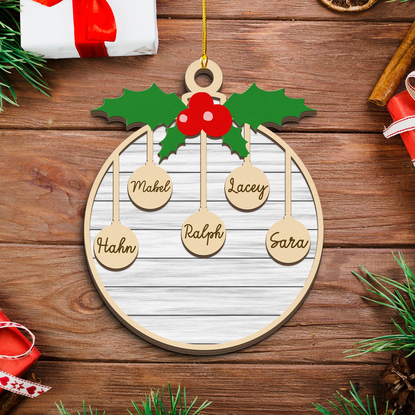 2025 Family Christmas Tree Ornament, Custom Wooden Family Christmas Ornament, Engraved Ornament, Christmas Gift, Personalized Holiday Ornament