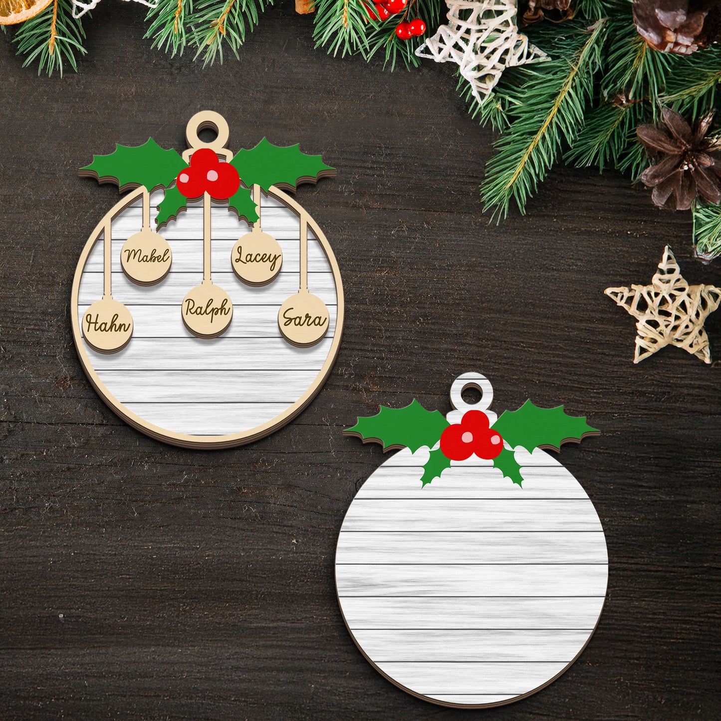 2025 Family Christmas Tree Ornament, Custom Wooden Family Christmas Ornament, Engraved Ornament, Christmas Gift, Personalized Holiday Ornament