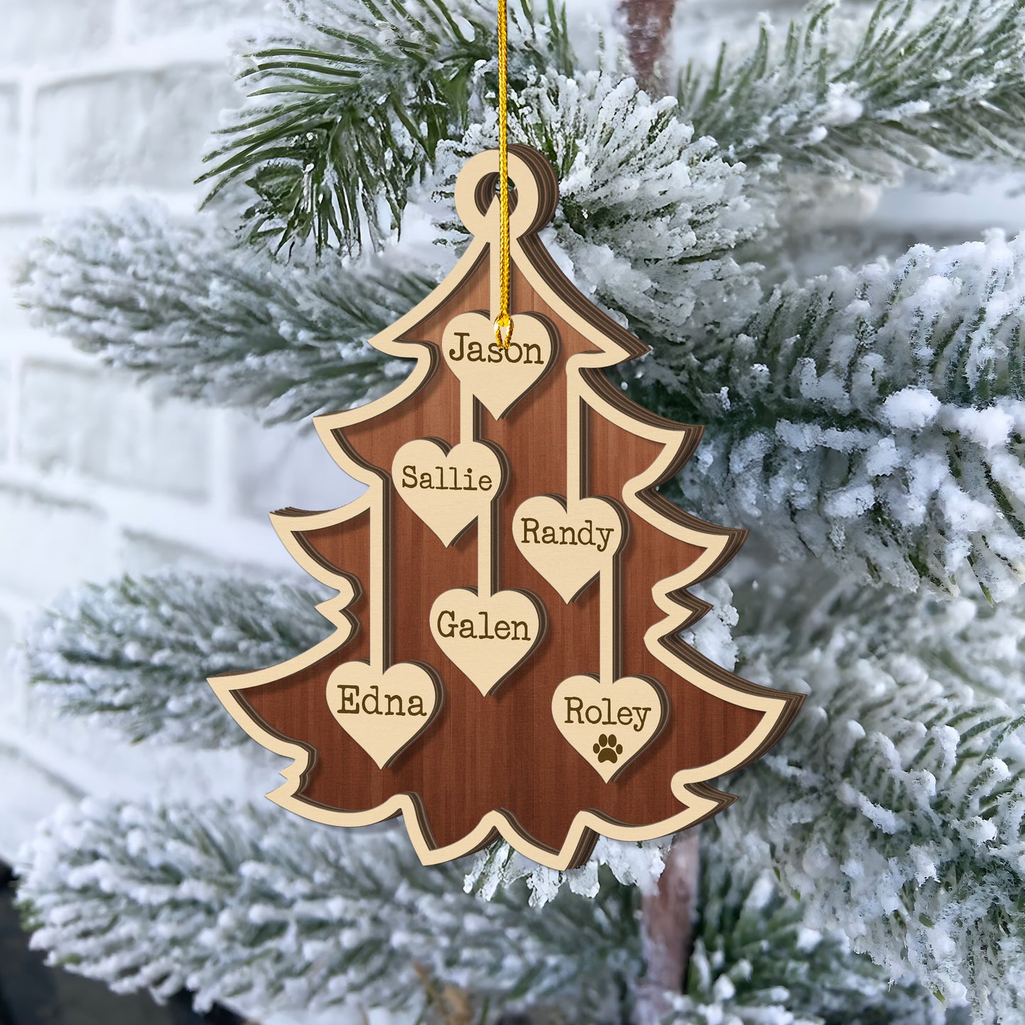 2025 Family Christmas Tree Ornament, Custom Wooden Family Christmas Ornament, Engraved Ornament, Christmas Gift, Personalized Holiday Ornament