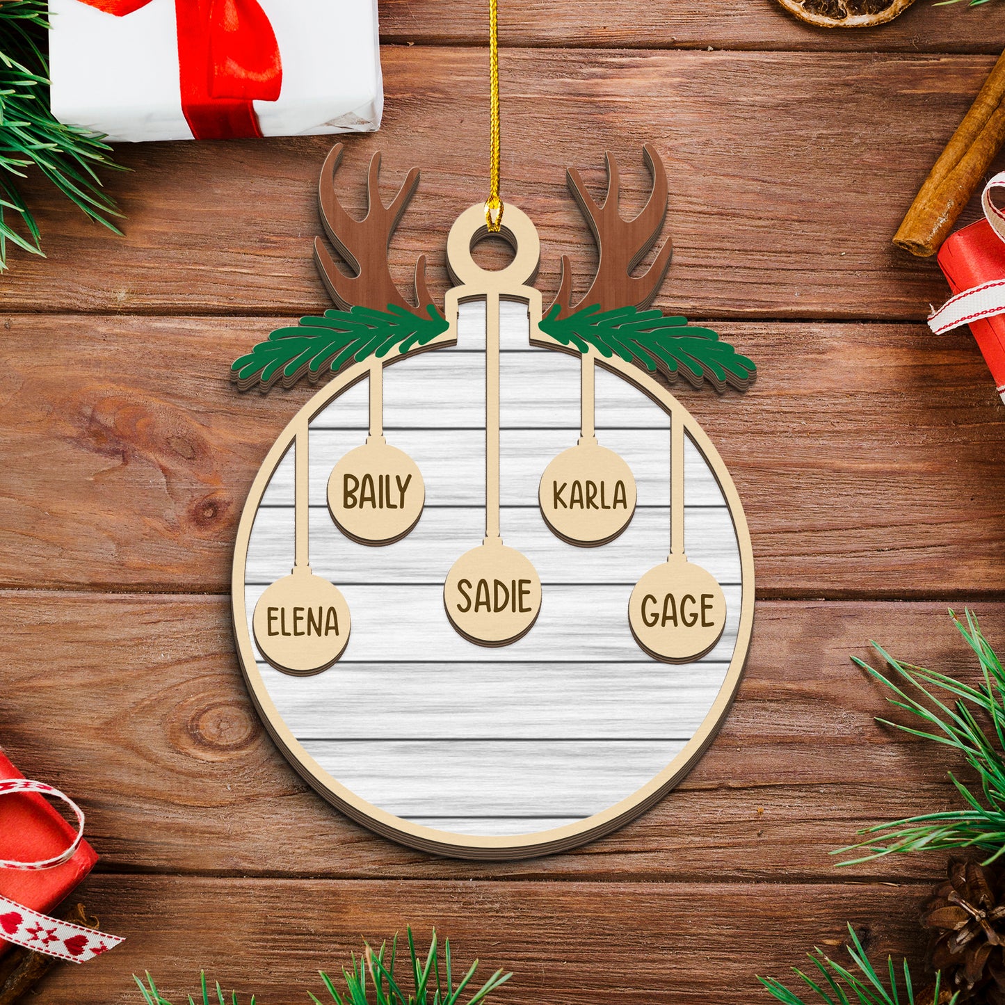 2025 Family Christmas Tree Ornament, Custom Wooden Family Christmas Ornament, Engraved Ornament, Christmas Gift, Personalized Holiday Ornament