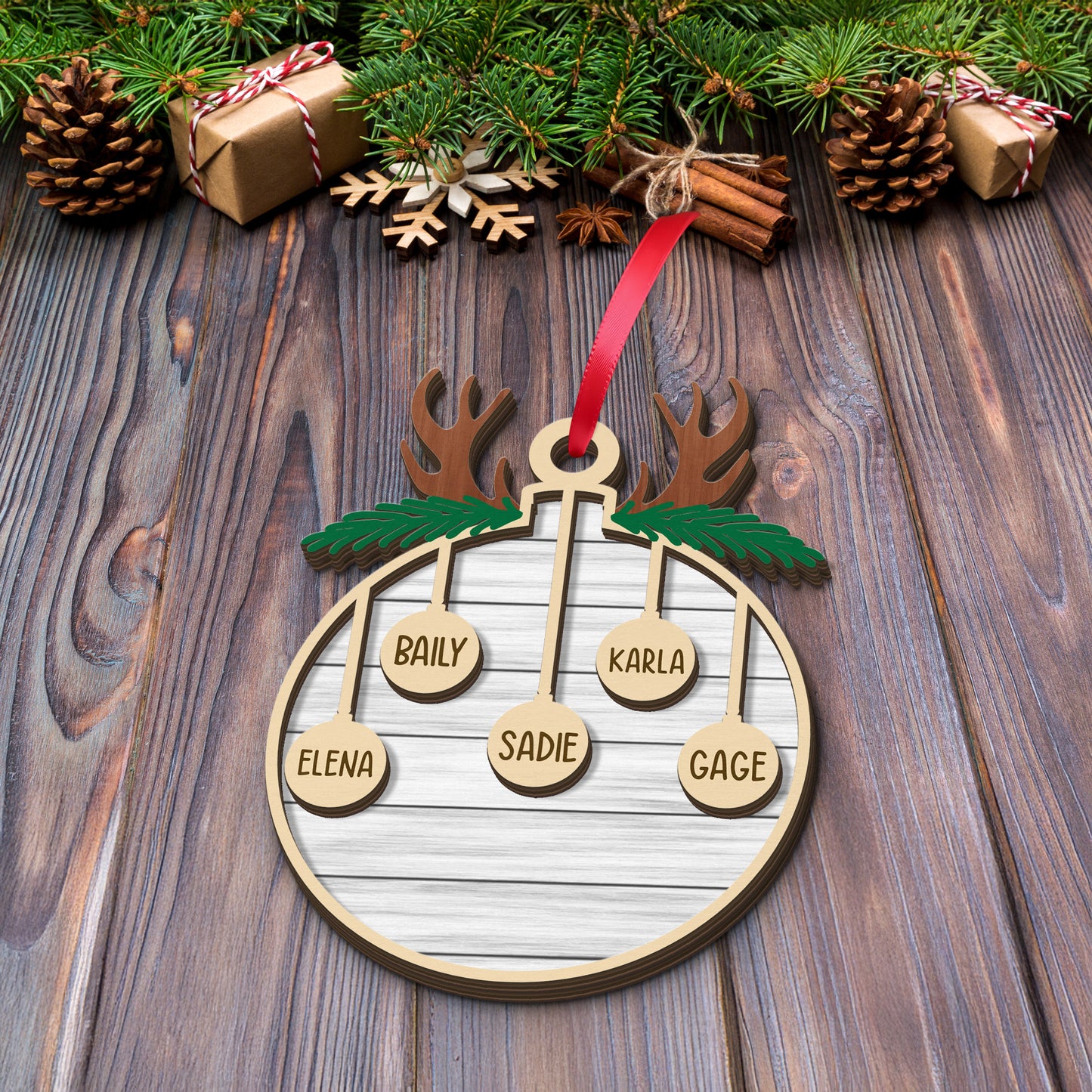 2025 Family Christmas Tree Ornament, Custom Wooden Family Christmas Ornament, Engraved Ornament, Christmas Gift, Personalized Holiday Ornament