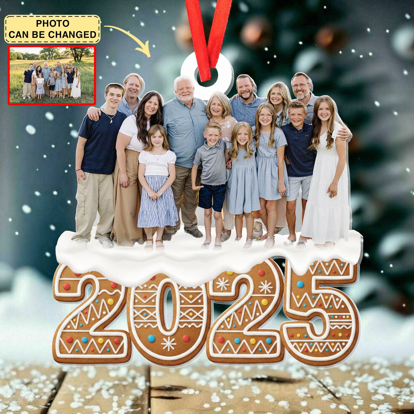 Custom Photo Family Ornament, Personalized Christmas Birthday Gifts For Mom, Dad, Brother, Sister, Kids, Family Keepsake